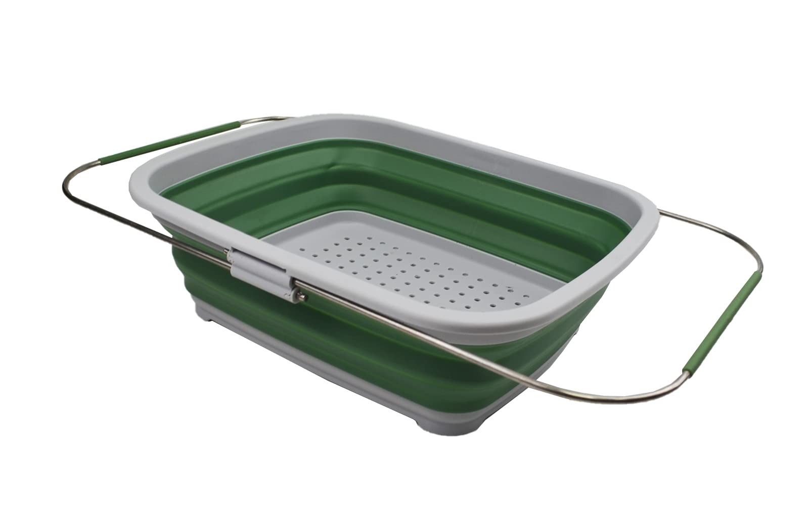 Sammart Grey/Dark Sea Green 8L Expandable & Collapsible Plastic Dish Drainer - Foldable Drying Rack - Portable Dinnerware Organizer - Space Saving (, 1)