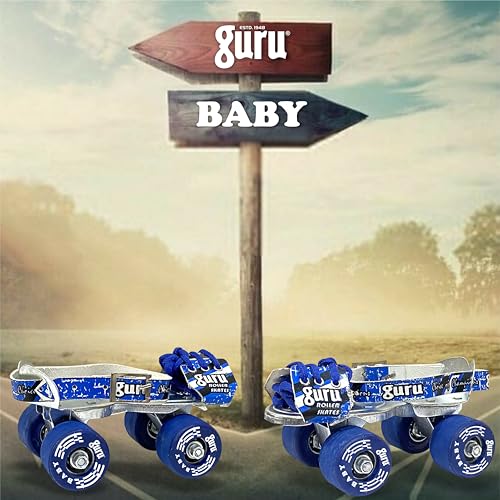 Image of GURU Baby Roller Skates for Kids, Adjustable Quad Skates in Blue
