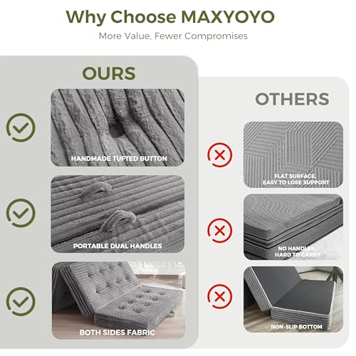 53% Off MAXYOYO Tri-Fold Mattress Sofa Bed, Queen, Grey