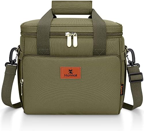 Hafmall Insulated Lunch Bag for Women/Men, 12L (18 Cans) Leakproof Lunch Box for Adults, Womens Lunch Bag for Work, Reusable Lunch Cooler Tote Bag with Shoulder Strap, Green