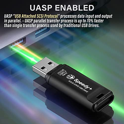 TRIDENITE External SSD 250GB Portable Solid State USB Drive, USB 3.2 Gen2 UASP SuperSpeed+. Optimal Speeds Up to 600MB/s Read, 260MB/s Write - Speedy+