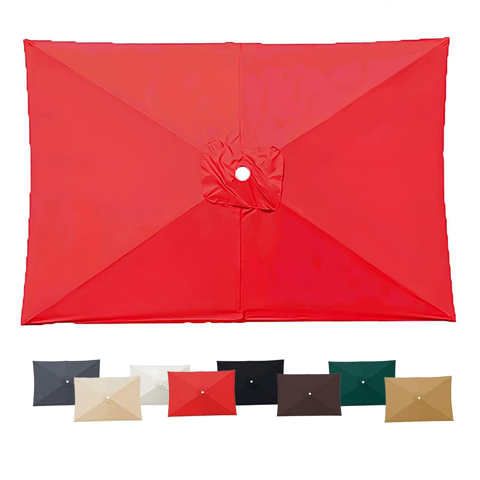 Outdoor Patio Umbrella Canopy Replacement 4 6 8 Arms, 3x2m/2x2m/3x3.0m Rectangular Garden Market Table Parasol Canopy Fabric Cover(Red,2.0x3.0m)
