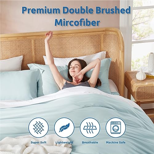 Nestl Light Blue Duvet Cover King Size - Soft Double Brushed King Duvet Cover Set, 3 Piece, with Button Closure, 1 Duvet Cover 104x90 inches and 2 Pillow Shams