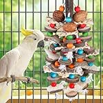 BBjinronjy Large Parrot Toys Bird Chewing Toys-Natural Nuts Corn Loofah Wooden Bird Cage Toy for African Grey,Macaws,Conure,Cokatoos,Cockatiel,Amazon Parrots and Other Medium and Small Birds - Image 2