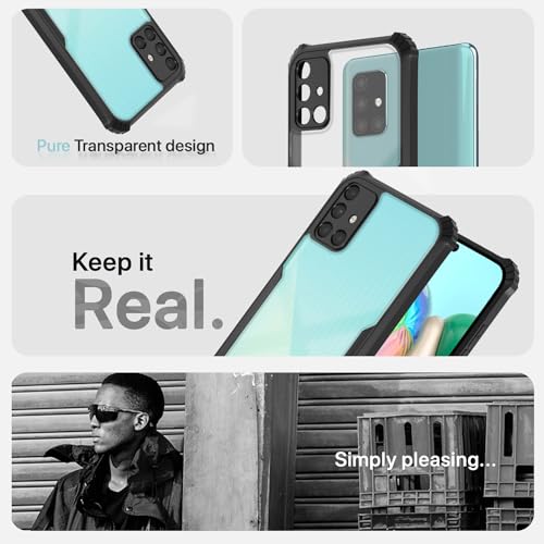 Image of Outlouders Back Cover for Samsung Galaxy A71 | Ultra Hybrid Transparent | Full Camera Protection | Raised Edge | Crystal Clear Bumper Case (Black)