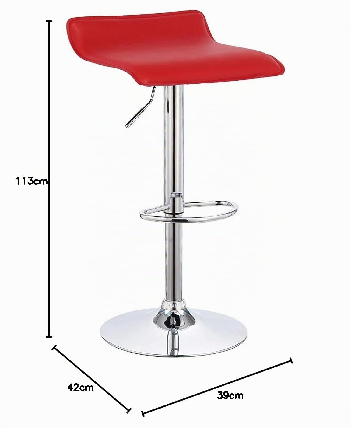 Totò Piccinni Sgabello Bar NEVADA girevole 360° regolabile in altezza (Rosso, 1 Pz)