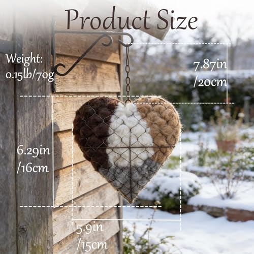 Handmade Fiber Bird Nesting Heart, Alpaca Fiber Bird Nest, Refillable Birds Haven 1 Heart Shape Nest and 3 Bags of Nest Materials, Winter Fowl Gifts Animal Hummingbirds Lovers Home Garden Yard - Image 5
