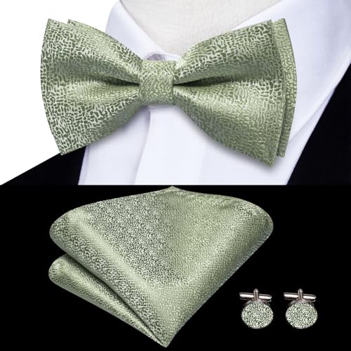 Image of Dubulle Suspender and Bow Tie for Men Paisley Solid Mens Suit Braces Pretied Bowtie and Handkerchief Cufflinks Formal Wedding