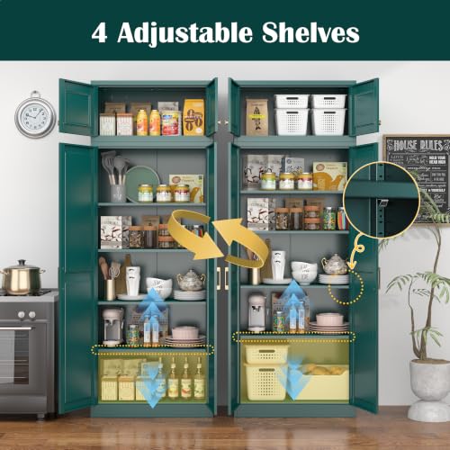 Image of Steeloong 86 inchMetal Pantry Storage Cabinet with Doors & 4 Adjustable Shelves