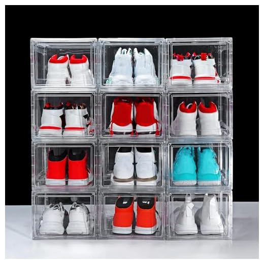 Shoe Boxes Clear Plastic Stackable Shoe Storage Organizers For Man and Women,Detachable and Versatile Space-Saving Closet Organizer Shoe Container for Sneakers High heels 14.96 x 10.24 x 7.87 inches (Transparency, 12 pcs)