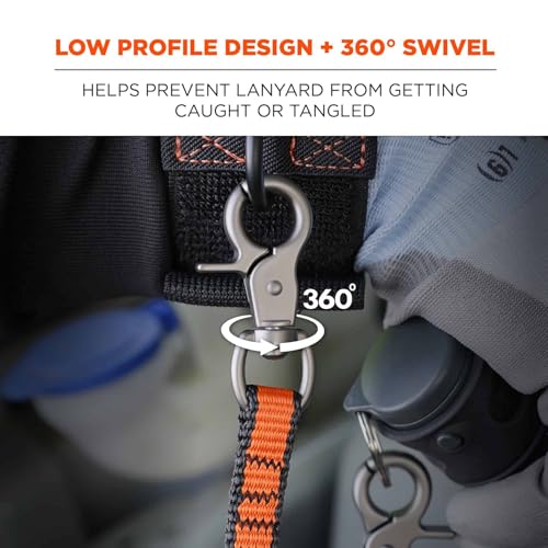 Image of Ergodyne Squids 3153 Nylon Web Tool Tether, 12 inch Short Lanyard - Dual Trigger Hook Attachment Ends, 5 lbs