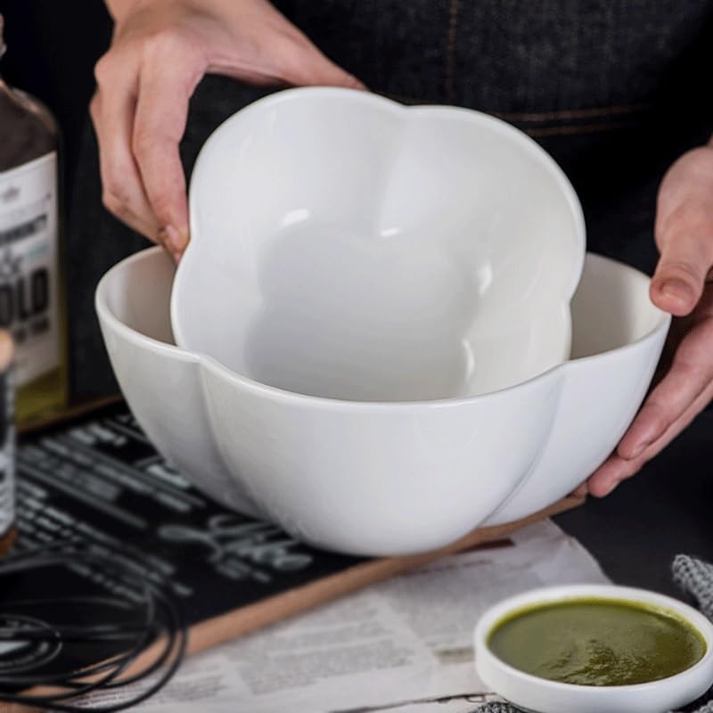 White Ceramic Irregular Shaped Serving Bowls for Dining Tables Restaurants Soup Salad