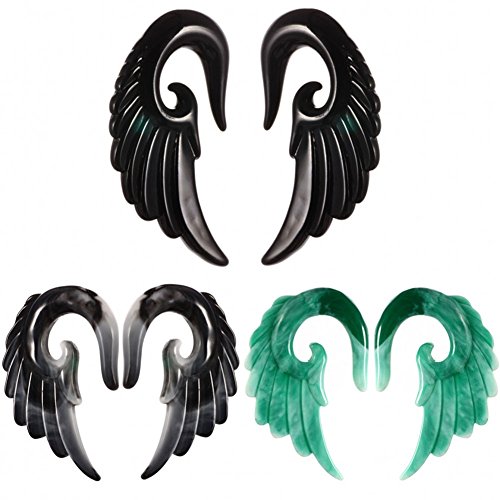 Kit d'étirement d'oreille en spirale acrylique de qualité supérieure motif ailes IPINK