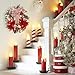 FairyLee Pre-Lit Christmas Wreath for Front Door, 24 Inch Large Lighted Wreath with Xmas Balls, Artificial Flower & Bow, Battery Operated Christmas Wreath for Fireplace Window Wall Decor, Red & White