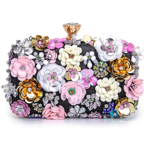 Image of BBTT.ful Women Clutches Flower Evening Handbag Chain Strap Shoulder Bag handbag Wedding bag purse