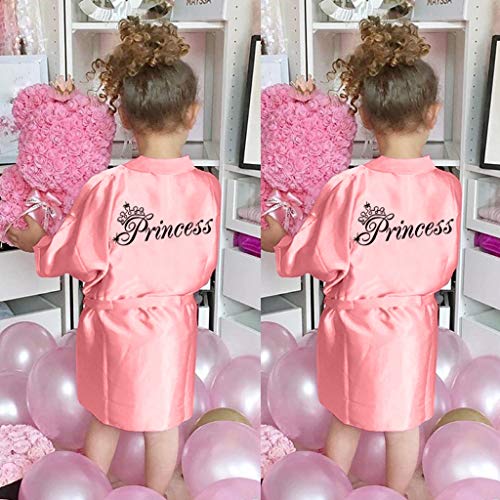 Little Story Baby Clothes,Toddler Baby Kids Girls Solid Silk Satin Kimono Robes Bathrobe Sleepwear Pajamas Pink Girls Tops for Baby Easter Gifts