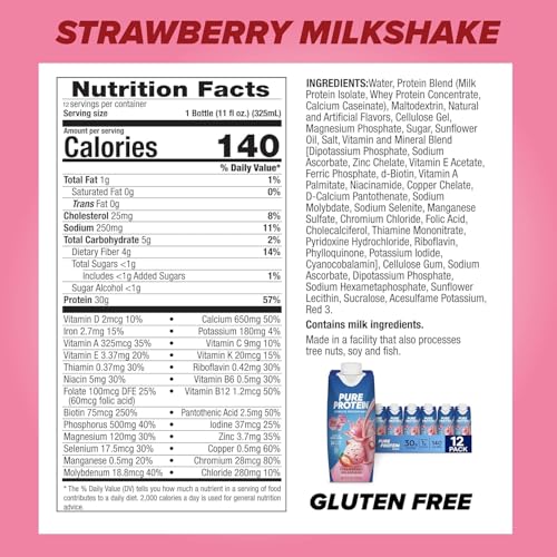 Image of Pure Protein Protein Shake, 30g Complete Protein, Ready to Drink and Keto-Friendly, Vitamins A, C, D, and E plus Zinc to Support Immune Health, 11oz Bottles, 12 Pack, Variety Pack