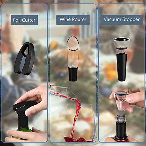 Electric Wine Opener, Wine Bottle Opener Set, 6 In 1 Red Wine Accessories Opener Gift Set With Foil Cutter, Stopper, Pourer For Home, Restaurant, Birthday, Wine Lover #TOP3