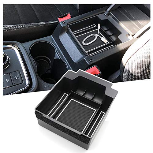 Ruiya Compatible avec Seat Ateca SUV 2017-2023 Accoudoir Boîte de Rangement, Plateau de Rangement de la Console Accessoies Ateca Boîte de Rangement pour Console Centrale accoudoir