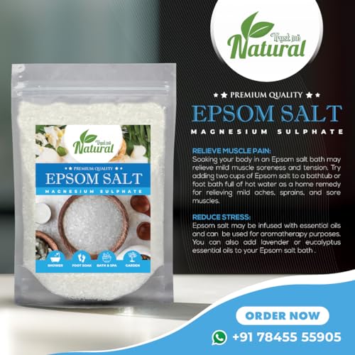 Image of Organic Epsom Salt Crystals for Bath 250g, For Muscle Relief, Feet Soak, Relieves Aches & Pain, Gardening Plants 250g
