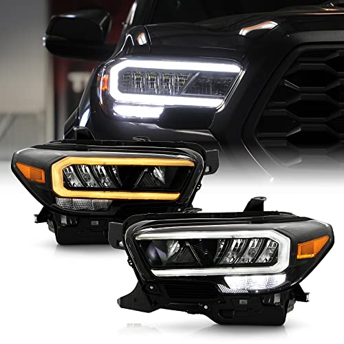 KEEKPO - For [Halogen w/LED DRL Type] 2016-2022 Toyota Tacoma Upgrade Black Full LED Headlighs Headlamps Set Left+Right