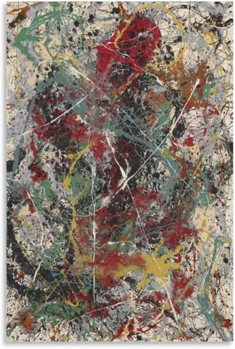 QSDTGHUIKP Sin título por Jackson Pollock Póster e impresiones Arte abstracto de pared Red Gren Pintura de lienzo Jackson Pollock para la decoración de la oficina 40x55cm Sin marco