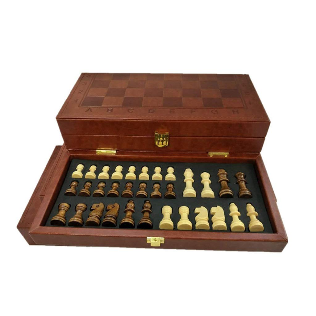Juego de Madera, Plegable, Estrategia Lujo, Viaje, for Principiantes, Niños Adultos(13.4inch)