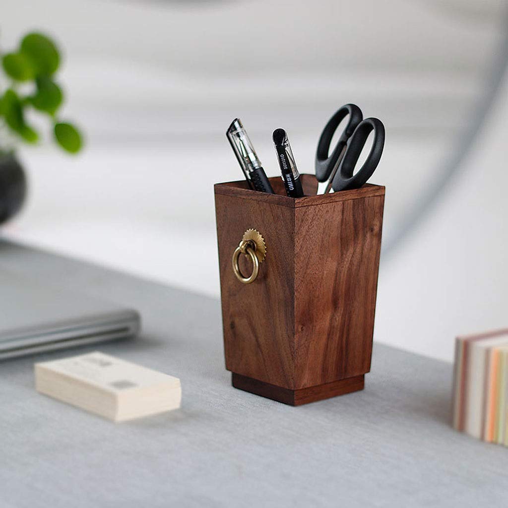 Portapenne Multifunzionale in Legno retrò Grande Inserimento Penna Ufficio Forniture di cancelleria semplici Secchio portaoggetti da Tavolo