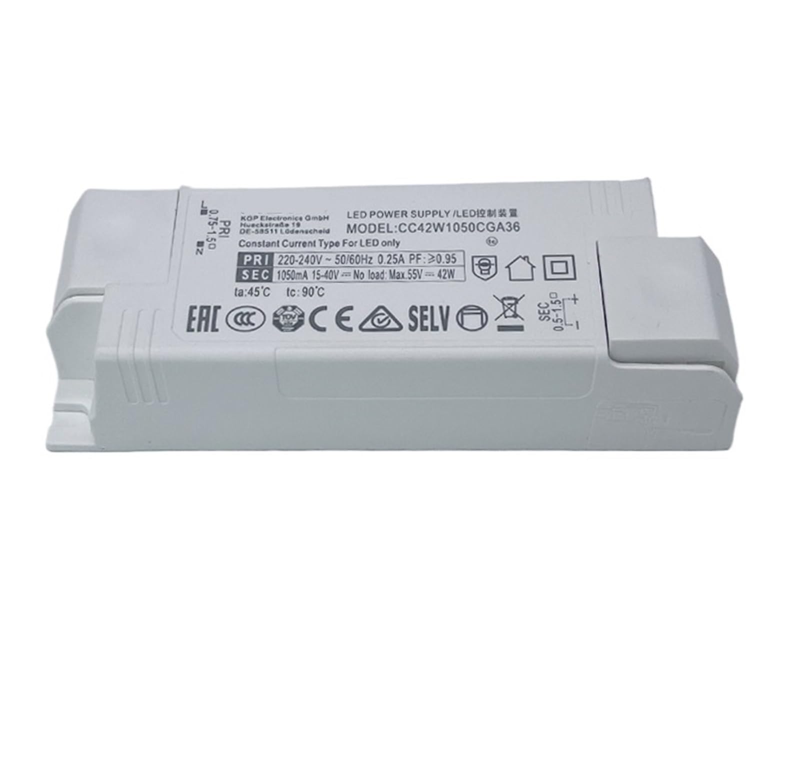 Transformateur de courant constant 15-42V avec sortie stable 1050mA anti-fluctuation
