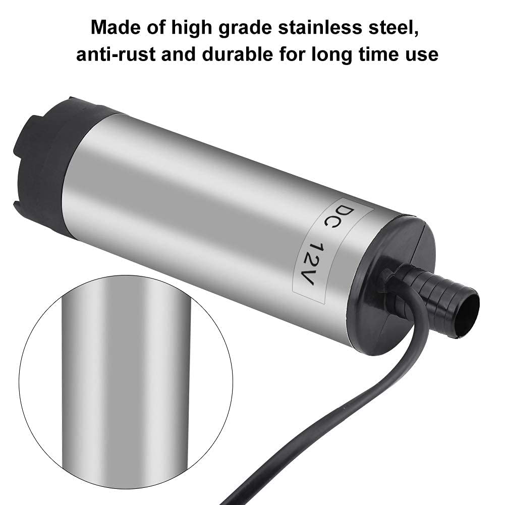 12V 51mm Pompa Pompa Acqua Autoadescante 30 L/min Acciaio Inox Pompa Sommergibile Acqua Olio Pompa Trasferimento Carburante per Auto, Veicolo, Barca