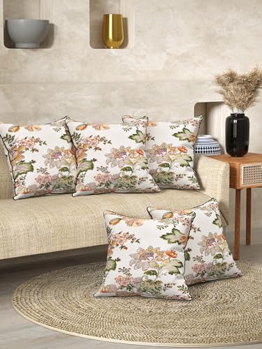 Image of Pure Cotton Quilted Cushion Cover 16x16 Inch | Anokhi Print Decorative Throw Pillow Cover | Soft Cotton Sofa Cushion Cover with Hidden Zipper | Living Room Bedroom Home Decor