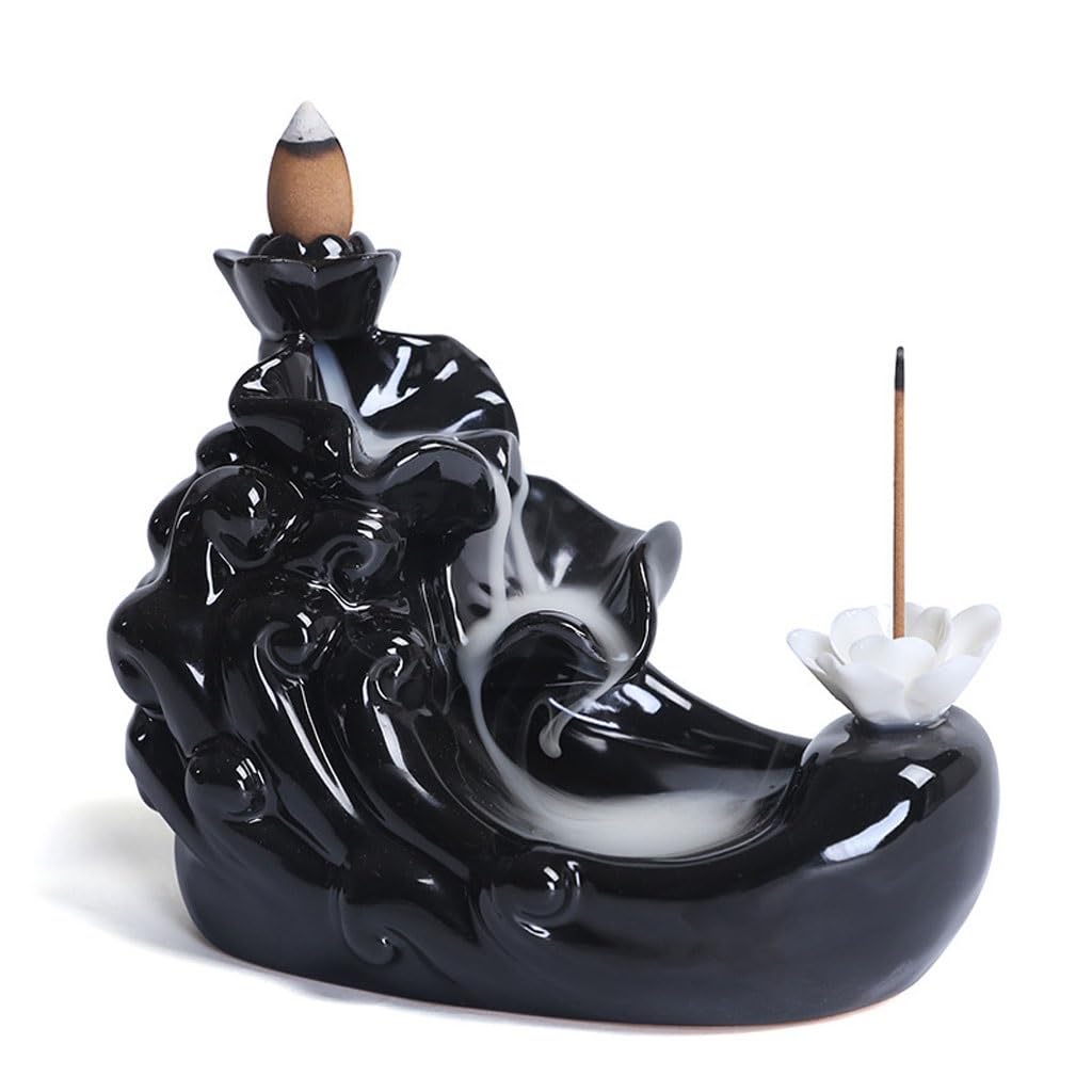 Incense Holder Base Backflow Incense Burner, Sandalwood, Aromatherapy, Creative Ceramic Ornaments, Stick Inserted Back Into The(A)