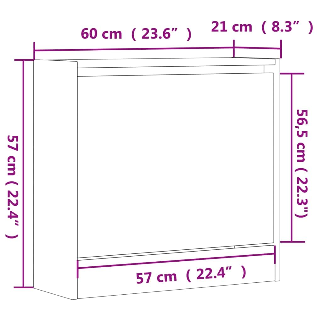 Armoire à Chaussures Blanche 60 x 21 x 57 cm Bois Composite