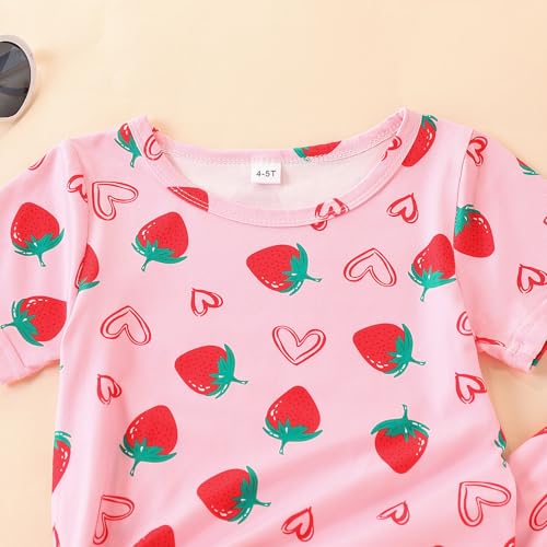Image of 4-7T Kids Toddler Girls Print Outfits Short sleeved Flower Printed Top+Flower Print Pants Set