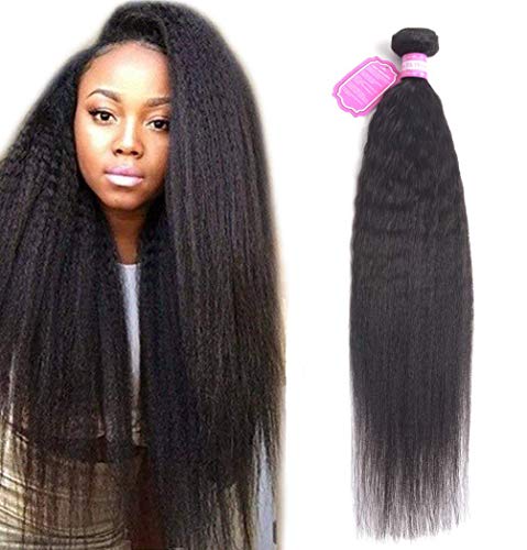 Odir Brazilian Kinky Straight Human Hair Bundles 1 Bundle 22 Inch 8A 100% Unprocessed Brazilian Virgin Yaki Straight Human Hair Weave Bundles Natural Color