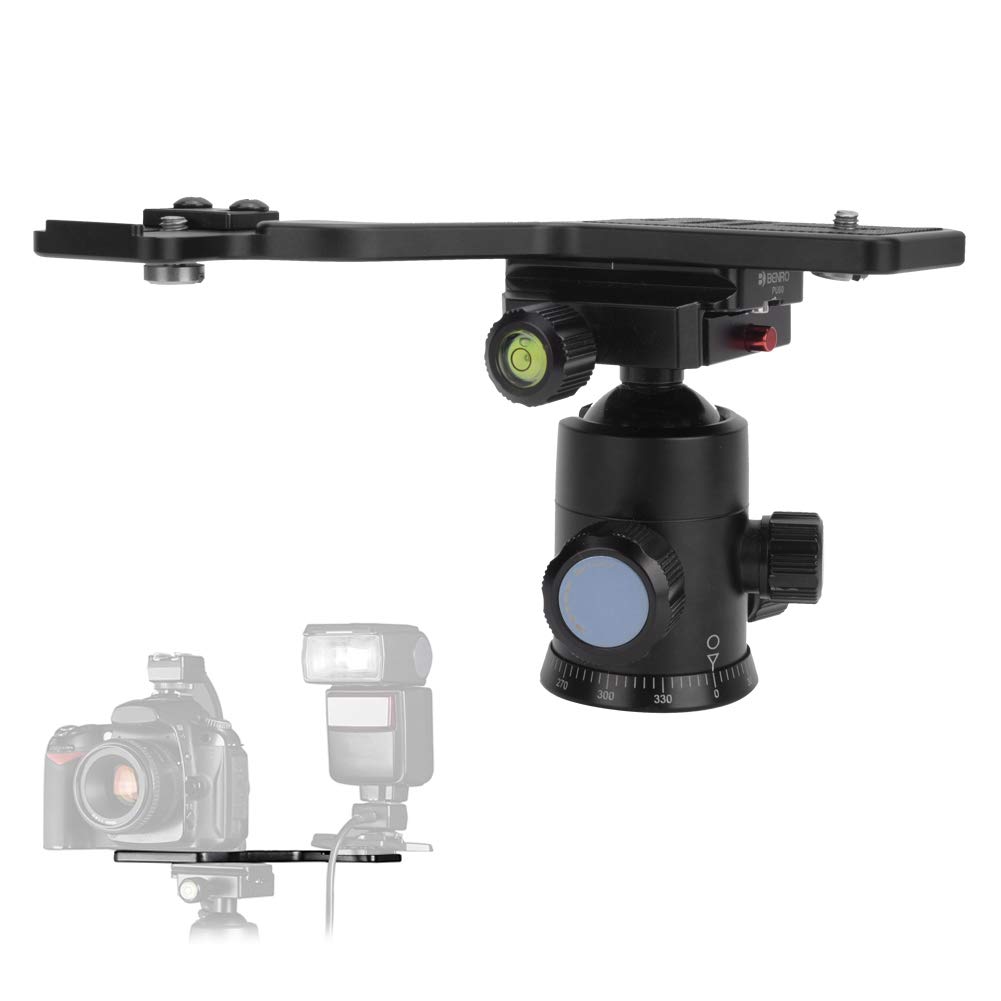 Staffa per treppiede per torcia per fotocamera in lega di alluminio con doppia vite da 1/4 di pollice per supporto DSLR Supporto per illuminazione da studio fotografico