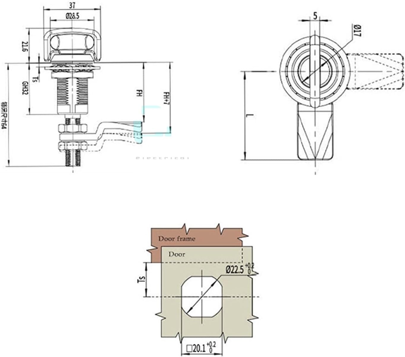 MS816 Handle Compression Lock Tightening Stainless Steel Extended Screw And Safe Tension Door 1Pcs(C6-1530)