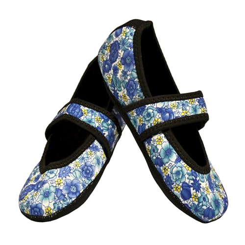 Nufoot Betsy Lou Women's Slippers, Foldable, Flexible Flats, Slipper Socks, Travel Slippers, Exercise Shoe, Dance Shoe, Yoga Socks, House Shoes, Indoor Shoes, Bluebell, Medium
