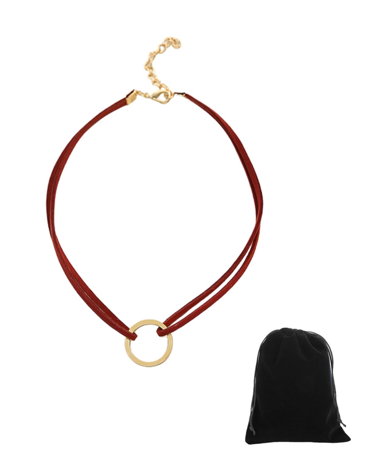 W WEILIRIAN Punk - Collana girocollo in pelle scamosciata, stile boho, in stile bohémien, in velluto nero, per donne e ragazze, Metallo