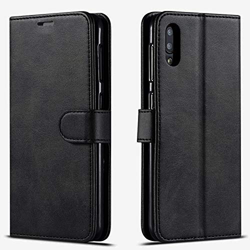 Moto E Phone Case, Motorola Moto E Phone Case, Included [Tempered Glass Screen Protector], STARSHOP Premium Leather Wallet Pocket Cover With Kickstand Feature And Credit Card Slots - Black