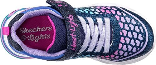 Skechers Kids Girls Sweetheart Lights - Lovely Co Sneaker, Navy/Multi, 3 | Image 4
