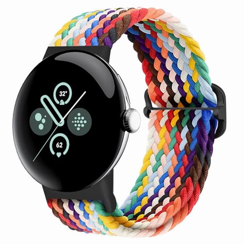 Eiavike Braided Bands Solo Loop Compatible with Google Pixel Watch 2/Pixel Watch, Adjustable Stretchy Nylon Elastic Straps with Upgraded Connector for Google Pixel Watch 2/1 Wristbands Women Men