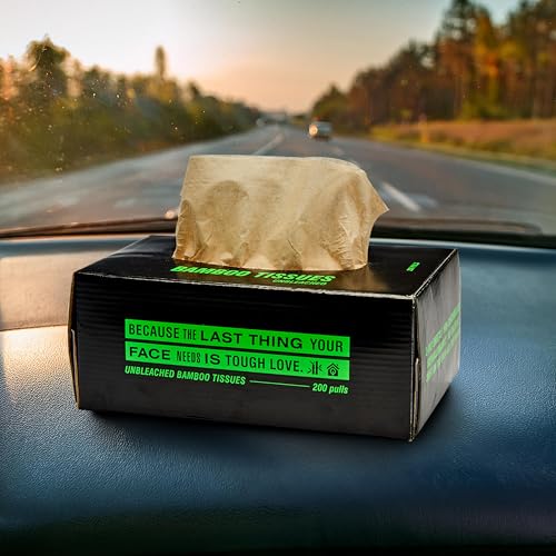 Image of Beco Bamboo Super Soft 2-ply Car Tissue Box| Facial Tissue-100 pulls x 3 Packs (300 Pulls) | 100% Natural & Ecofriendly