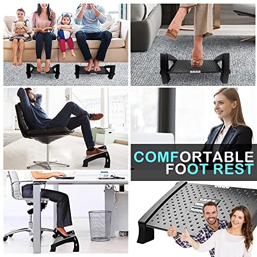 Image of Techhark Adjustable Ergonomic Foot Rest for Office Chair, Massage Rollers (G Black)