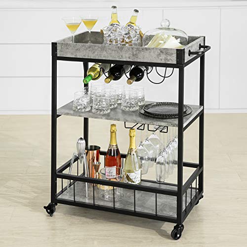 Haotian FKW56-HG,Bar Serving Cart Home Myra Rustic Mobile Kitchen Serving cart,Industrial Vintage Style Wood Metal Serving Trolley Haotian FKW56-HG,Bar Serving Cart Home Myra Rustic Mobile Kitchen Serving cart,Industrial Vintage Style Wood Metal Serving Trolley