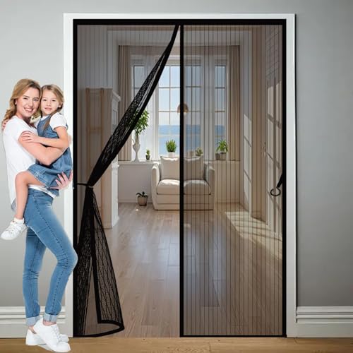 Moustiquaire de porte 151x225 cm noire à maille fine sans perçage - 2