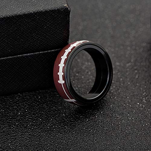 Image of Unisex 8mm Rotatable Sports Pattern Fidget Ring | Stainless Steel, Simple Plain Domed Style, Cool Punk Stress Reliever Jewelry