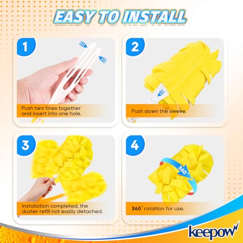 Image of KEEPOW 20 Pack Reusable Duster Refill Compatible with Swiffer Duster Refill, Microfiber Dusters for Cleaning, 360 Heavy Duty Duster Refills, Fleece Refills(Handle is Not Included)