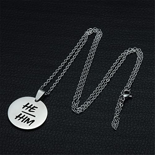 2 Pack He Him Pronouns Identity Jewelry - Adjustable Male Genderqueer Lgbtq Nonbinary NB Pride Silicone Bracelet for Adults Kids, He Him His Pronoun Gender Wristband Necklace Set for Men Boys4