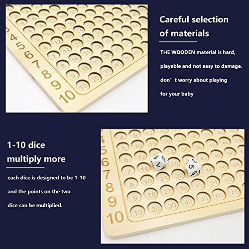 HYOIIO Wooden Math Multiplication Board,Montessori Children Counting Toy,Creative Educational Preschool Learning Counting Toys for Toddlers Kids Over 3 Years Old